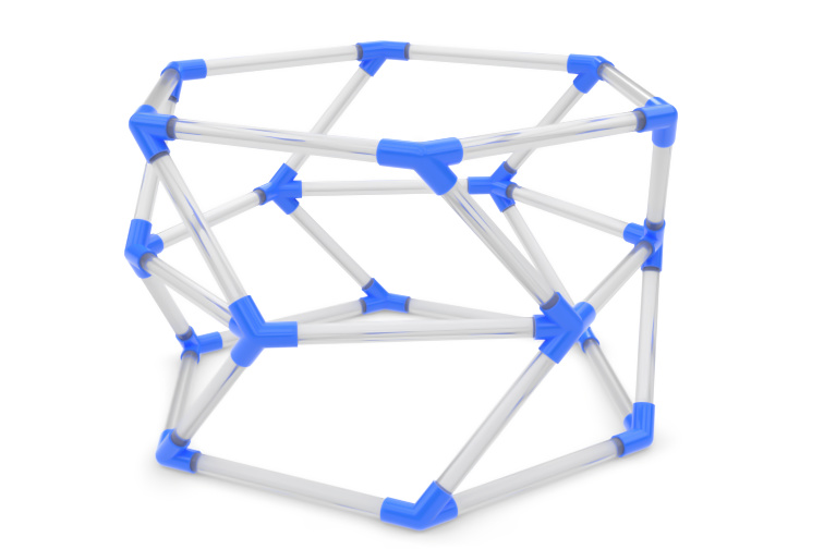 Rendering 3D in Rhino di connettori per la connessione di strutture tubolari